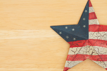 USA patriotic old star on a weathered whitewash wood background