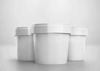 Blank Ice Cream Packaging with Cap, Realistic 3D rendered on light gray background