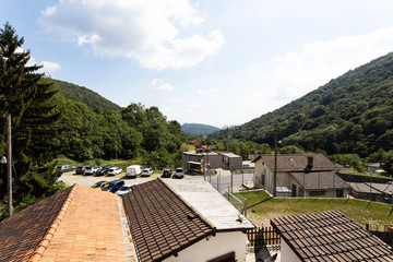 View from the balcony on a valley in Ticino
