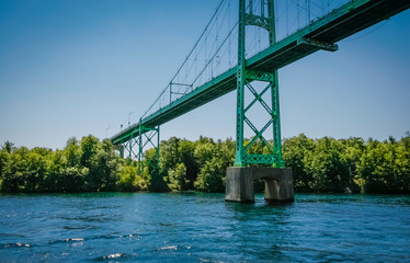 Upclose view of Thousand Islands International Bridge Over Saint Lawrence River, Ontario, Canada