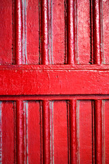 Old metal gates, arched, red.    