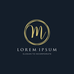 Letter M Logo, handwriting template , circle concept - Vector