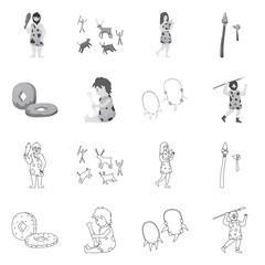 Vector illustration of evolution and neolithic sign. Collection of evolution and primeval vector icon for stock.