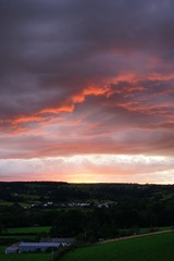 Brilliant Orange Sunset over Farmland