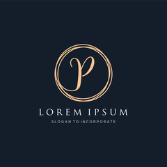 Fototapeta premium Letter P Logo, handwriting template , circle concept - Vector