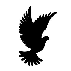 Vector flying dove silhouettes on white background. Peace concept.