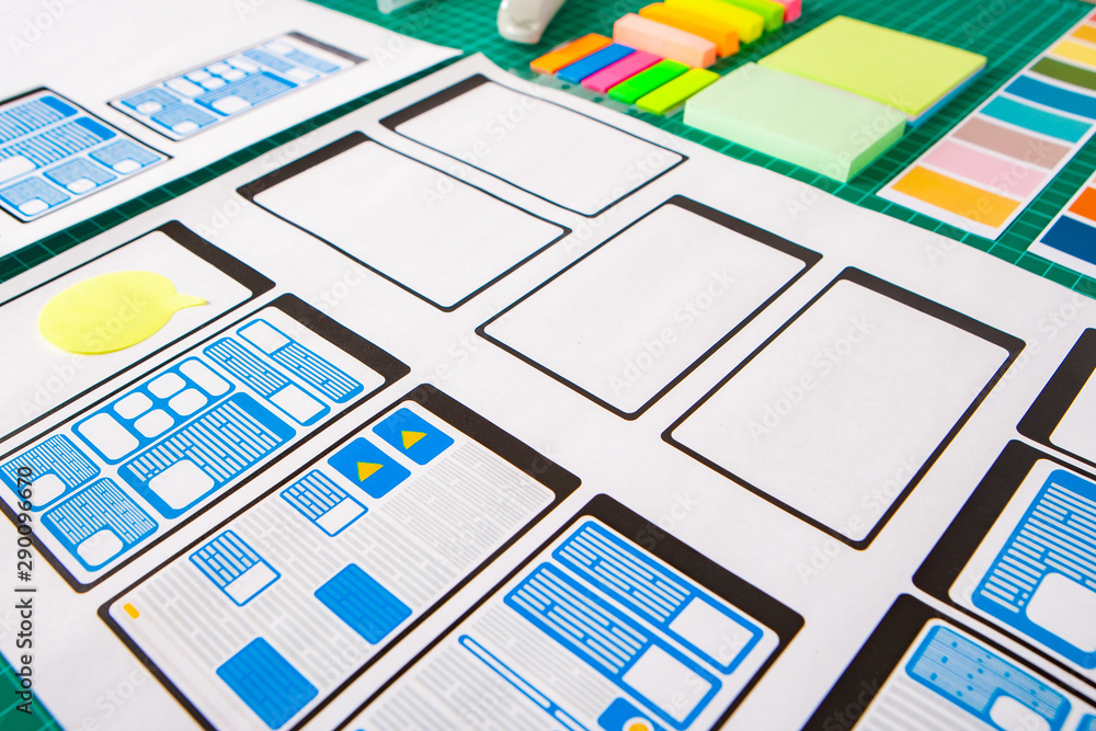 Poster desktop of mobile application designer. templates for mobile application design development. the des