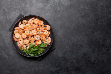 Beer snacks. Grilled shrimps