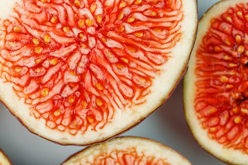 Figs are ripe. Close-up of chopped figs in the form of a texture inscribed in a rectangle. Macro