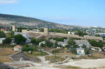 Old town and walls of Genoese fortress in Feodosia, Crimea