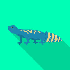 Vector illustration of lizard and blue symbol. Collection of lizard and crawl stock symbol for web.