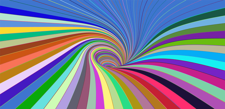Abstract striped background with tunnel. Vector colorful illustration.