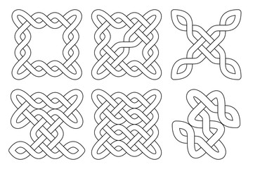 Celtic knot set. Abstract ornament. Vector outline illustration.