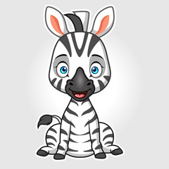 Obraz na płótnie Canvas a cute zebra cartoon sitting with a smile.