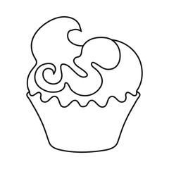 Vector illustration of cake and cupcake sign. Set of cake and birthday stock symbol for web.
