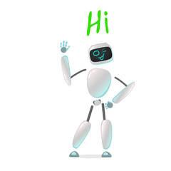 RPA. Funny white robot in different comic situations and moods. Modern technologists of the invention of the future, artificial intelligence. robotics and bots