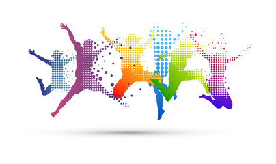 bambino, saltare, cromoterapia, ricreazione, giocare © xyz+