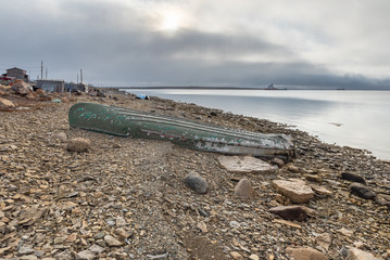 Old Boat on the Shore of the Arctic Ocean