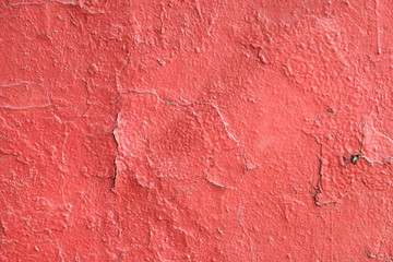 Red painted wall, texture, closeup