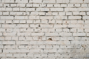 Wall of brick painted with light beige paint, texture