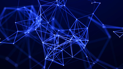 Abstract connection dots. Technology background. Network connection structure. Plexus effect. 3d