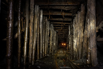 Fototapeta na wymiar abandoned underground mine in a mine underground