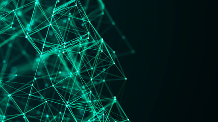 Abstract digital connection dots. Technology background. Network connection structure. Plexus effect. 3d