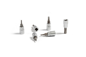 set of hand tools on a white background
