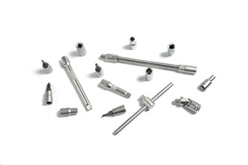 set of hand tools on a white background