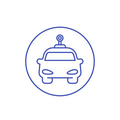 car with 360 camera, vector line icon