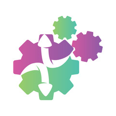 Three Gear Arrow Direction Vector color Isolated