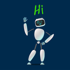 RPA. Funny white robot in different comic situations and moods. Modern technologists of the invention of the future, artificial intelligence. robotics and bots