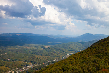Beautiful view of the mountain peaks on a summer day.