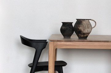 old pots table and chair still life