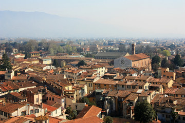 Fototapeta na wymiar Panorama of the ancient city of Lucca, Italy