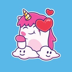 cute unicorn give big love