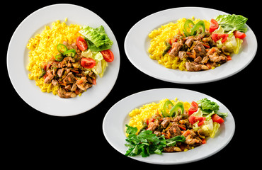 Asian dish with beef, vegetables and curry sauce