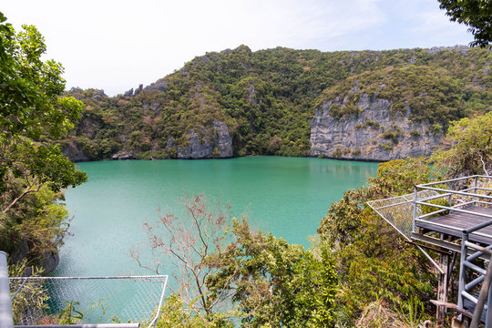 Emerald Lake or Talay Nai in Koh Mae Koh Island, Ang Thong Marine Park, Near Koh Samui, Thailand.