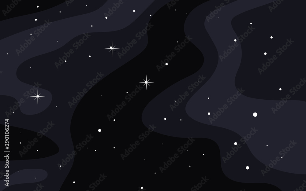 Sticker vector space background. cute flat style template with stars in outer space