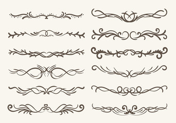 Vector set of decorative elements and line vintage style