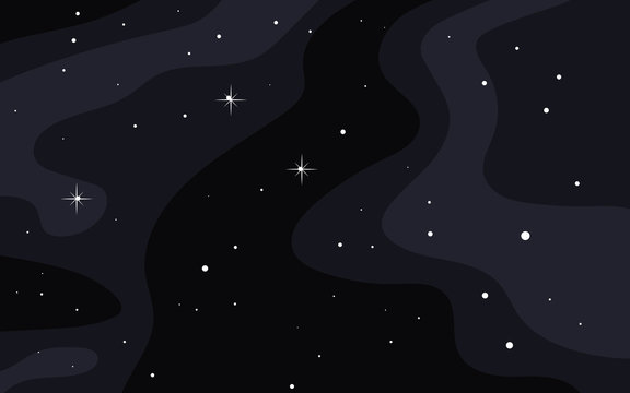 Vector space background. Cute flat style template with Stars in Outer space