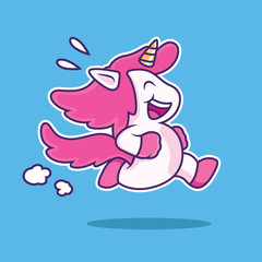 unicorn running with happily face
