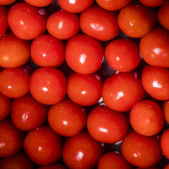 Stack of fresh shiny tomatoes