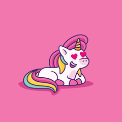 unicorn stay with love in pink background