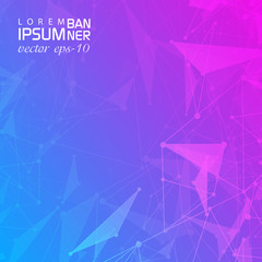Gradient banner with lines and dots.Graphic plexus background.Technology background banner.