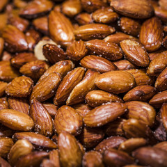 Fresh almonds for sale on market