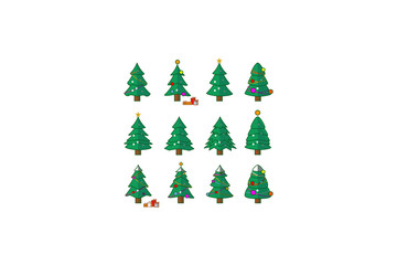 Collection of Christmas trees, modern flat design. Can be used for printed materials - leaflets, posters, business cards or for web.