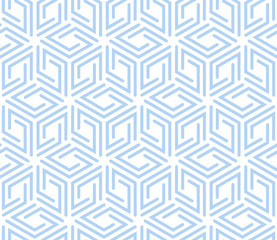 Abstract geometric pattern with stripes, lines. Seamless vector background. White and blue ornament. Simple lattice graphic design