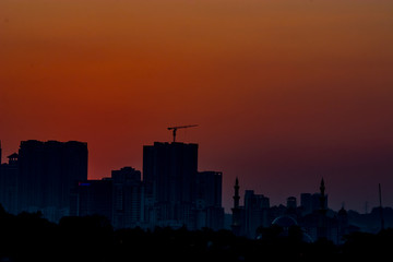 Kuala Lumpur, Malaysia 1 September 2019-silhouette sunset view kuala lumpur