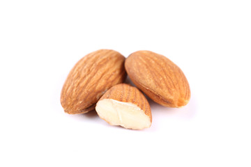 Almonds isolated on white background